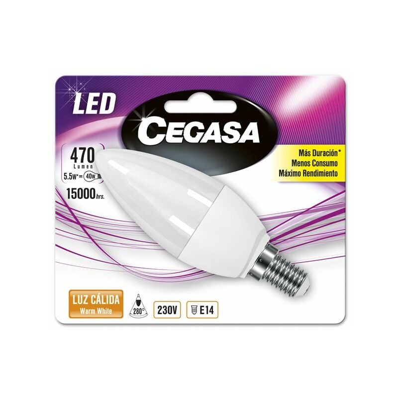 

Bombilla de led Cegasa Vela E14 5,5w cálida