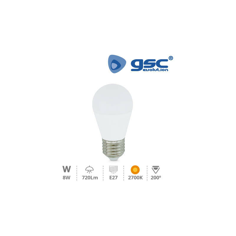 

Bombilla de led esferica 8W E27 2700K 200690003 - GSC