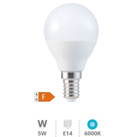 Bombilla de led esférica E14 5W luz fría 6000K 470 lm GSC 2002341
