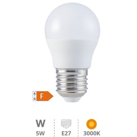 Bombilla de led esférica E27 5W luz cálida 3000K 470 lm GSC 2002342
