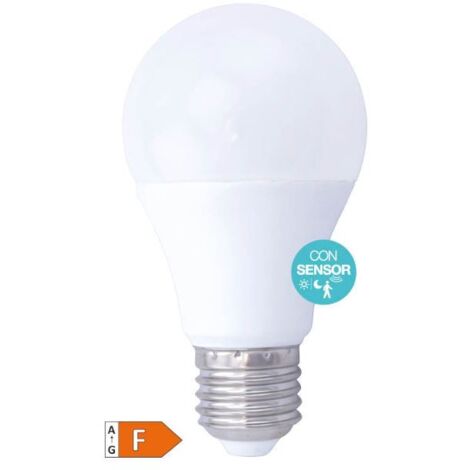 Bombilla de LED estándar con sensor presencia + crepuscular 9W E27 6000K