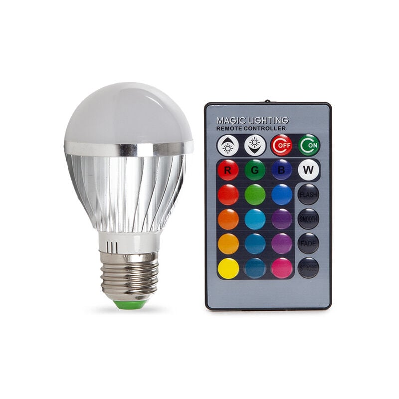 

Bombilla de LEDs RGB 3W E27 Esférica Mando a Distancia | RGB (KD-105E273W)