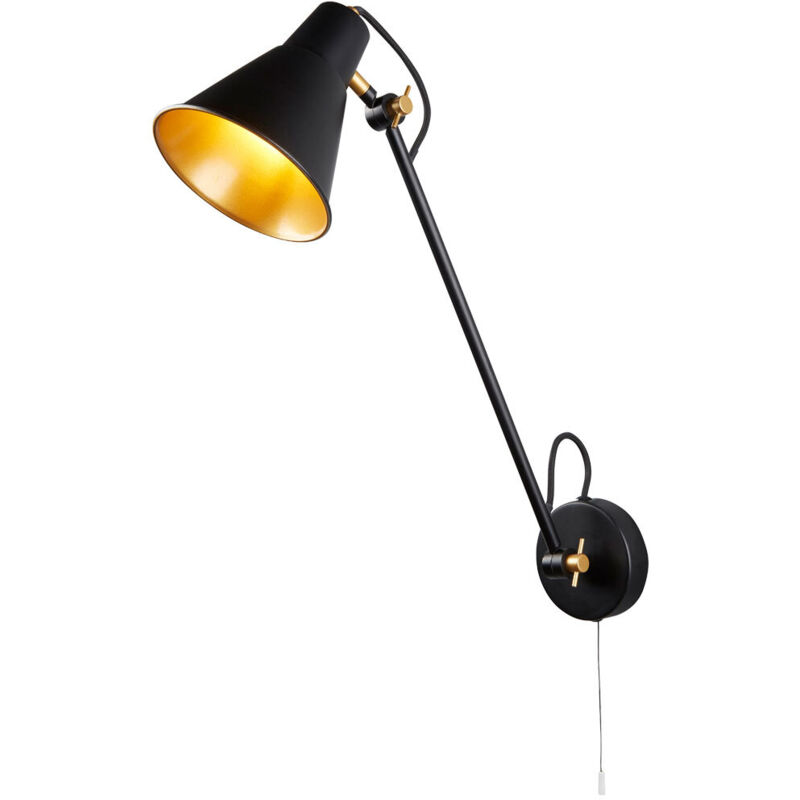 Soporte de pared ajustable para reflector 1 luz negro mate dorado