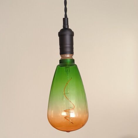 Bombilla Decorativa Filamento LED Edison E27 4W 1800K Cristal Verde-Naranja