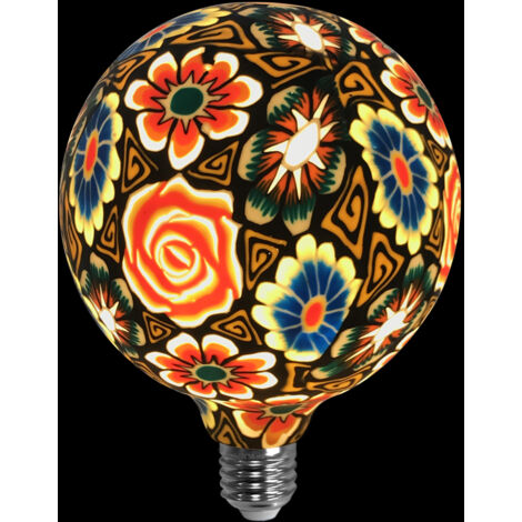 Bombilla Decorativa LED E27 4w 3000k Globo Silicona Flores y Hojas Verdes