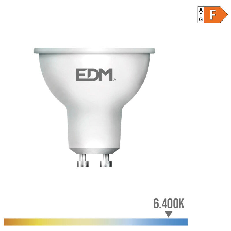 

Bombilla dicroica led gu10 5w 450 lm 6400k luz fria - EDM