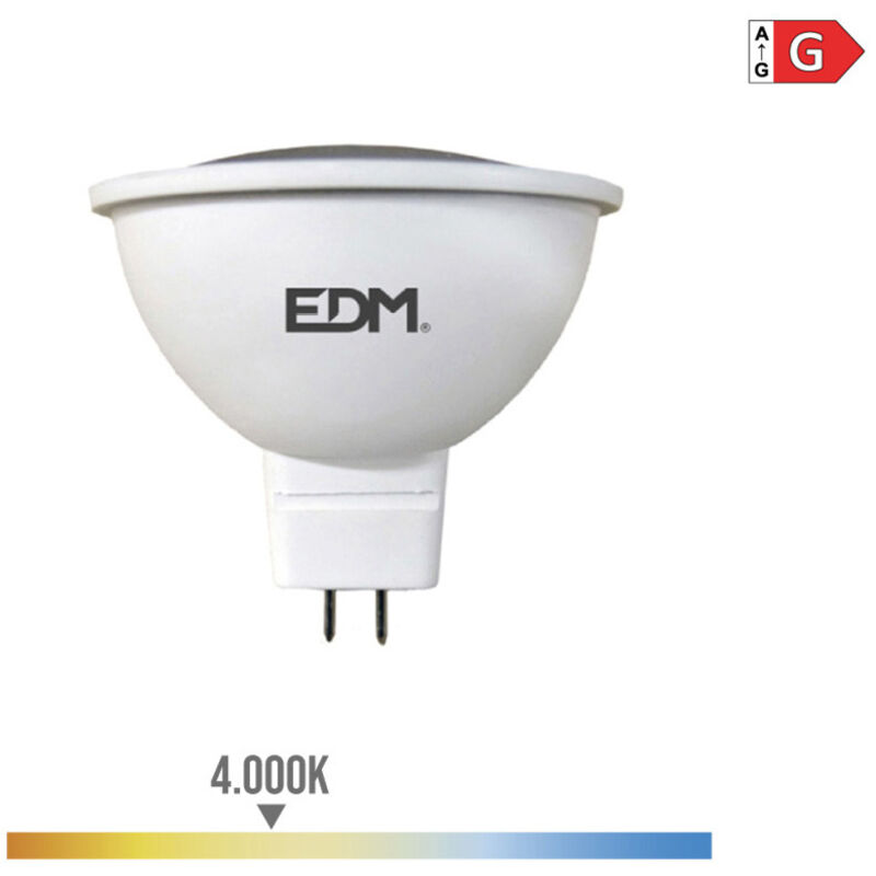 EDM - Bombilla Dicroica Led Mr16 Gu5.3 5W 12V 450Lm 4000K Luz Dia Ø5x5cm