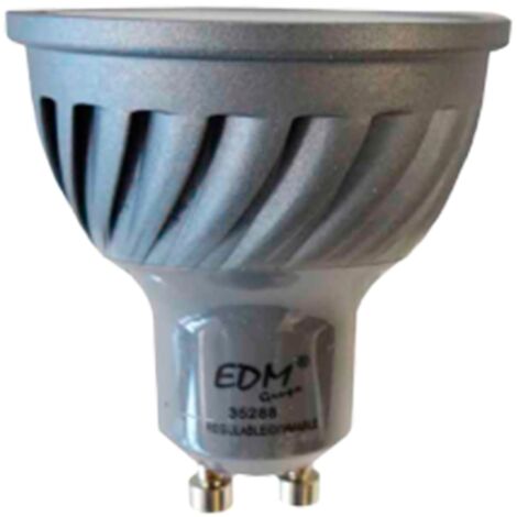 BOMBILLA DICROICA LED REGULABLE GU10 6W 480lm 6400K LUZ FRIA Ø5x5,5cm EDM