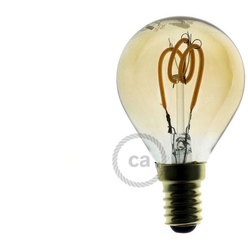

Bombilla Dorada LED Esfera G45 Filamento Curvado con Espiral 3W E14 Dimmable 2000K