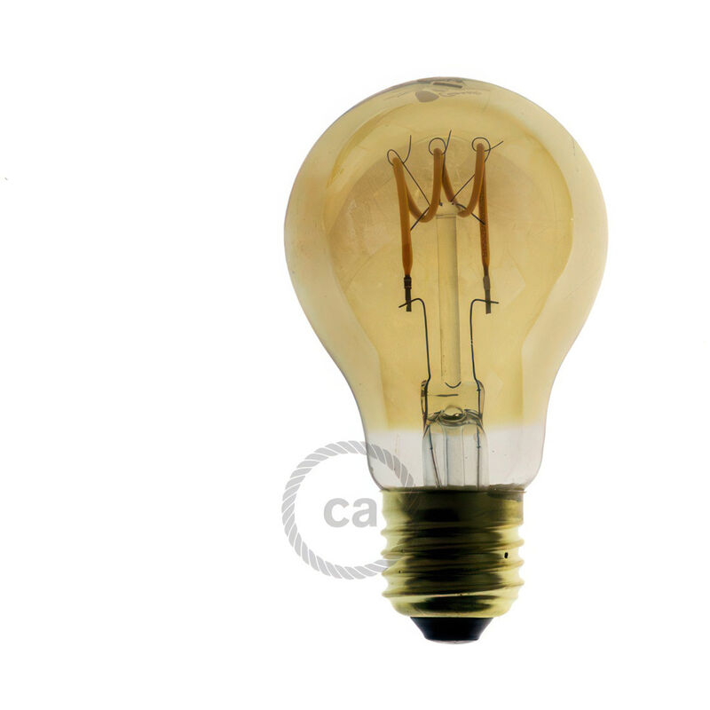 

Bombilla Dorada LED Standard A60 Filamento Curvado con Espiral 3W E27 Dimmable 2000K