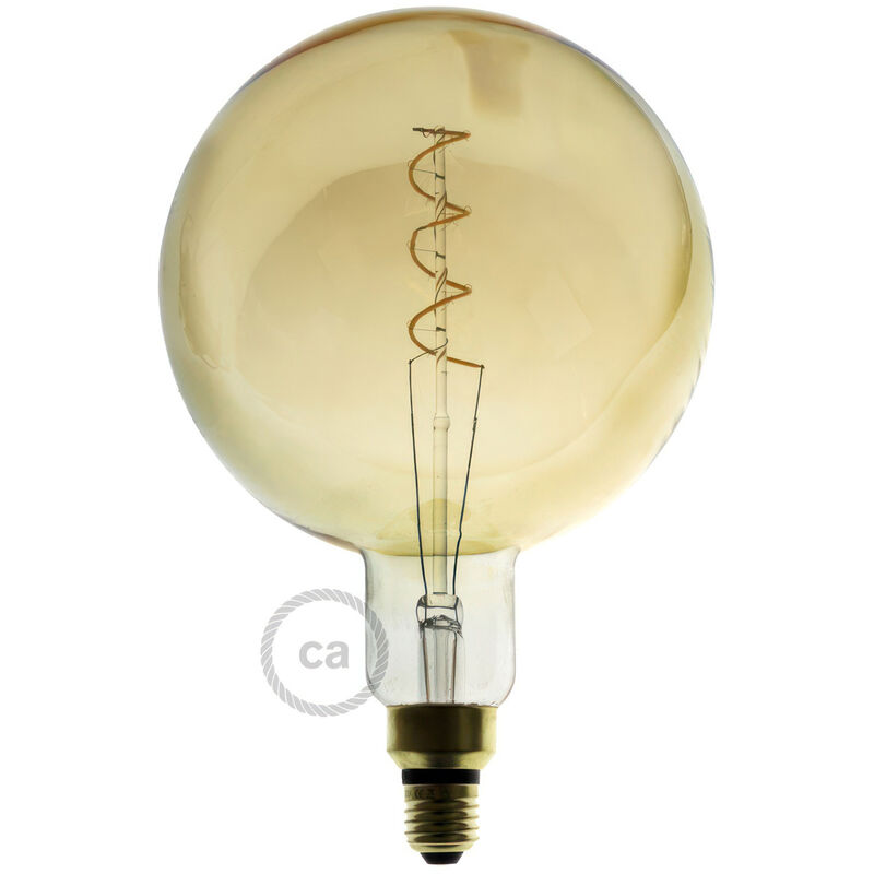 

Bombilla Dorada LED XXL Esfera G200 Filamento Curvado con Doble Espiral 5W E27 Dimmable 2000K