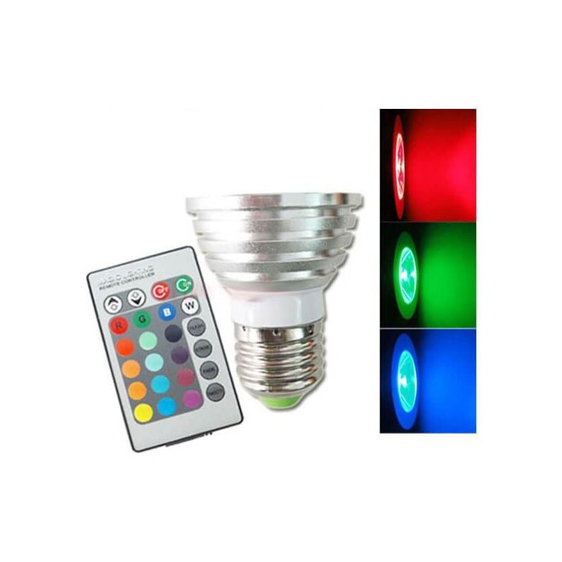 

Bombilla E27 3w RGB LED color con control remoto