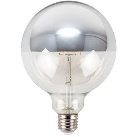 Bombilla e27 (grueso) globo classic topled regulable d125 8w 2700k 700lm plateada-a+