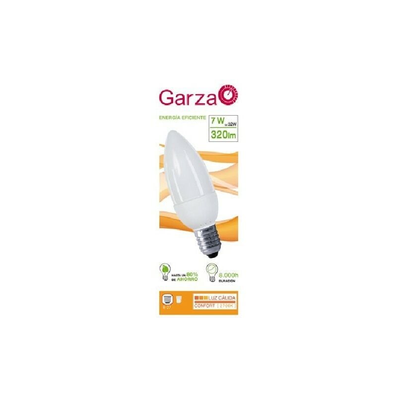 

Pack de 5 - Garza Lighting - Bombilla Vela Luz Cálida T2 7W E27 320 Lúmenes 2.700K