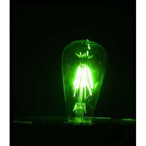 Bombilla Edison E27 LED de estilo retro en rosa, azul, verde, blanco neutro y blanco cálido | LED de color: Verde