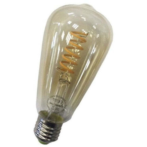 Bombilla Edison LED Filamento Espiral E27 4W 2000K en Cristal Ámbar