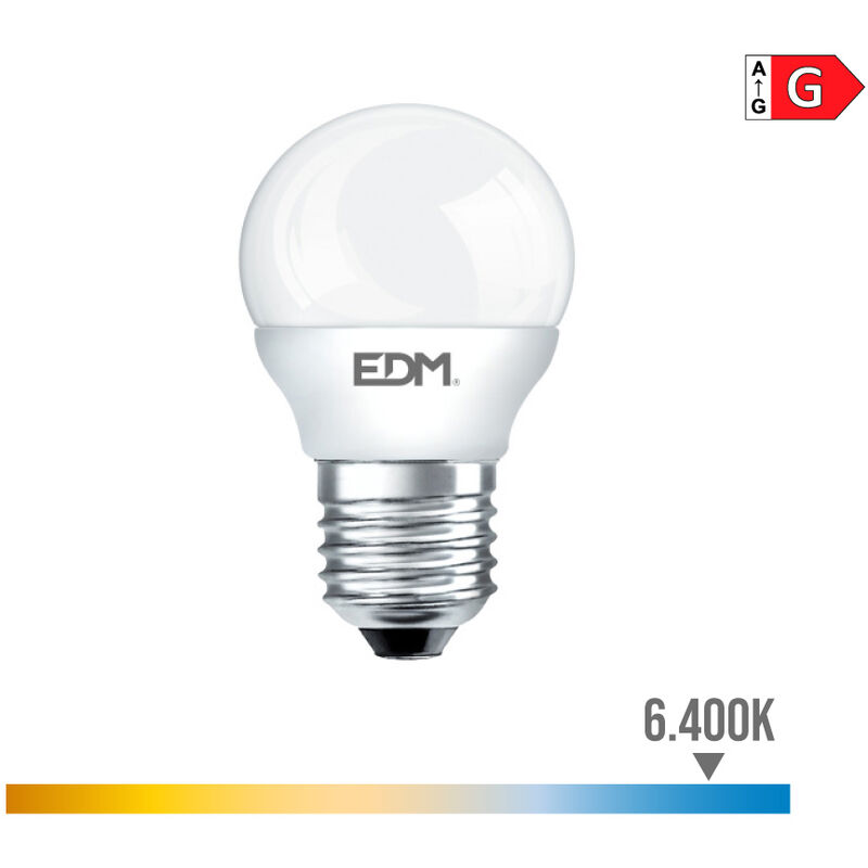 

Bombilla esferica led e27 6w 500 lm 6400k luz fria - EDM