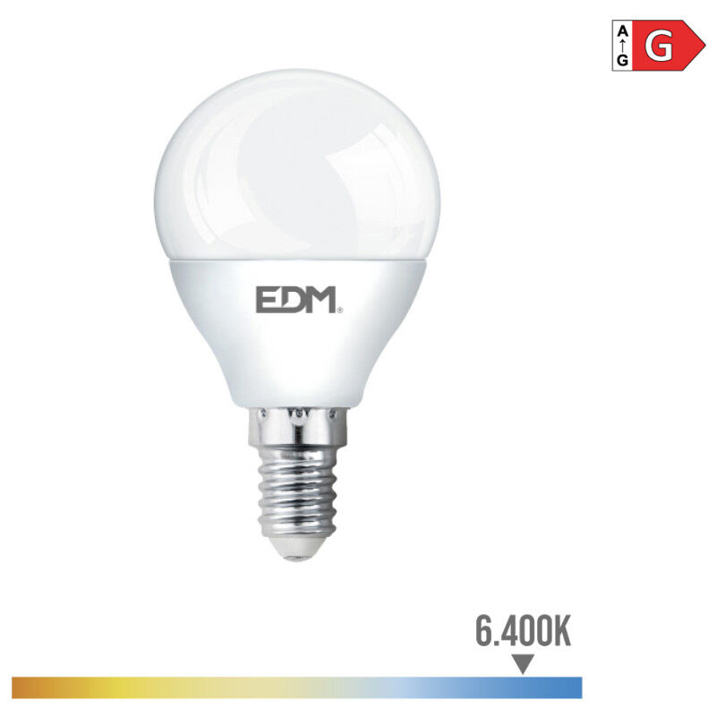 

Bombilla esferica led e14 5w 400 lm 6400k luz fria - EDM