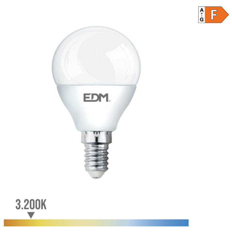

EDM Bombilla esferica led e14 7w 600 lm 3200k luz calida edm