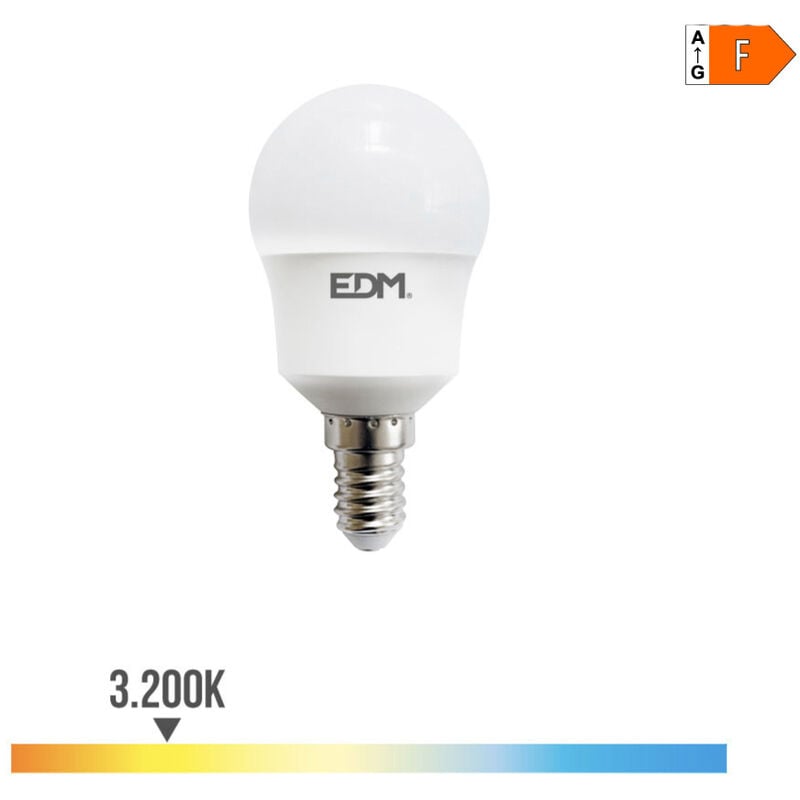 

EDM Bombilla esferica led e14 8.5w 940 lm 3200k luz calida edm