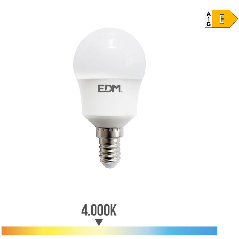 

EDM Bombilla esferica led e14 8.5w 940 lm 4000k luz dia edm