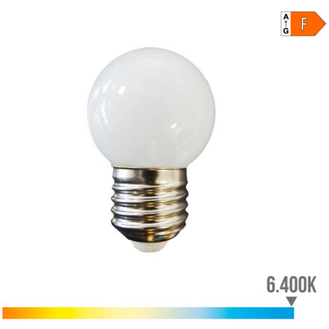 Bombilla esférica led e27 1.5w 130lm 6400k luz fria ø45x69mm EDM