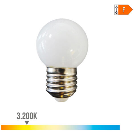BOMBILLA ESFERICA LED E27 1W 130lm 3200K LUZ CALIDA Ø4,3x7cm EDM