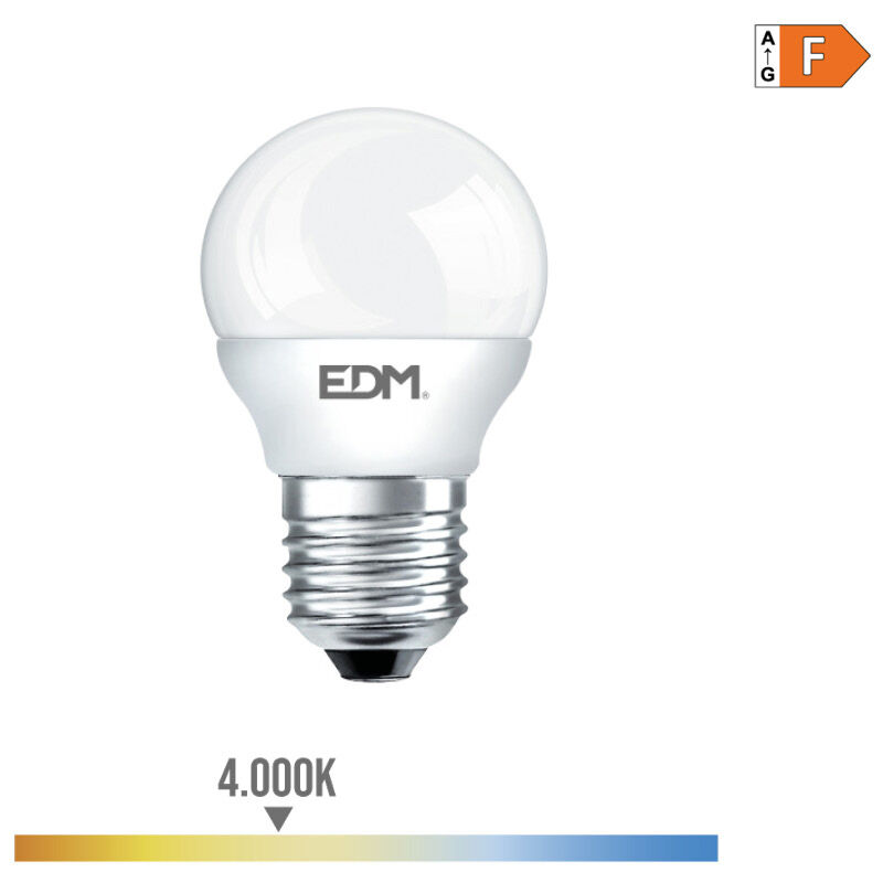 

Bombilla esferica led e27 7w 600 lm 4000k luz dia - EDM