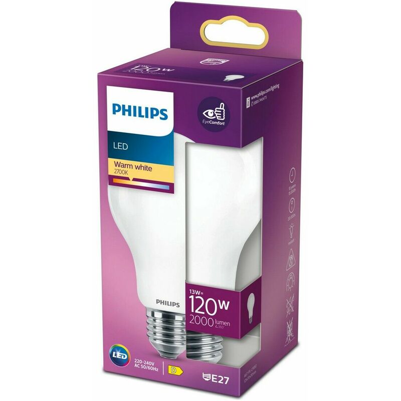 

Bombilla standard led e27 13w 2.000lm 2.700k luz calida - Philips