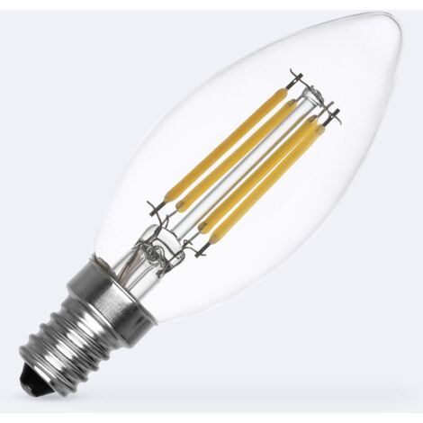 EFECTOLED Bombilla Filamento LED E14 Casquillo Fino 6W 720 lm C35 Vela Blanco Neutro No Flicker 4000K
