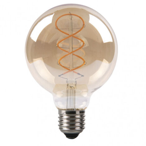 Bombilla filamento trenzado globo 13x9,5 cm 4 W 250 lm E27 ámbar 2200 K