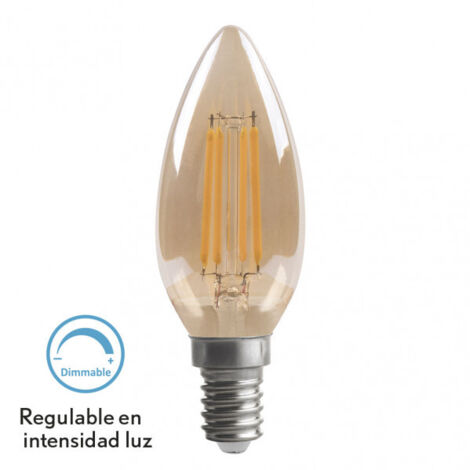 Bombilla filamento vela 4 W regulable 330 lm E14 ámbar 2700 K