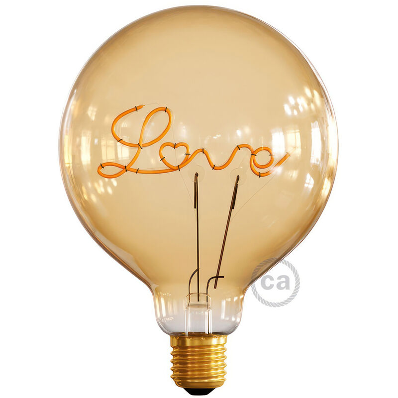 

Bombilla Globo G125 LED Dorada para bases - Filamento letra 'Love' - 5W E27 Decorativa Vintage Dimmable 2000K