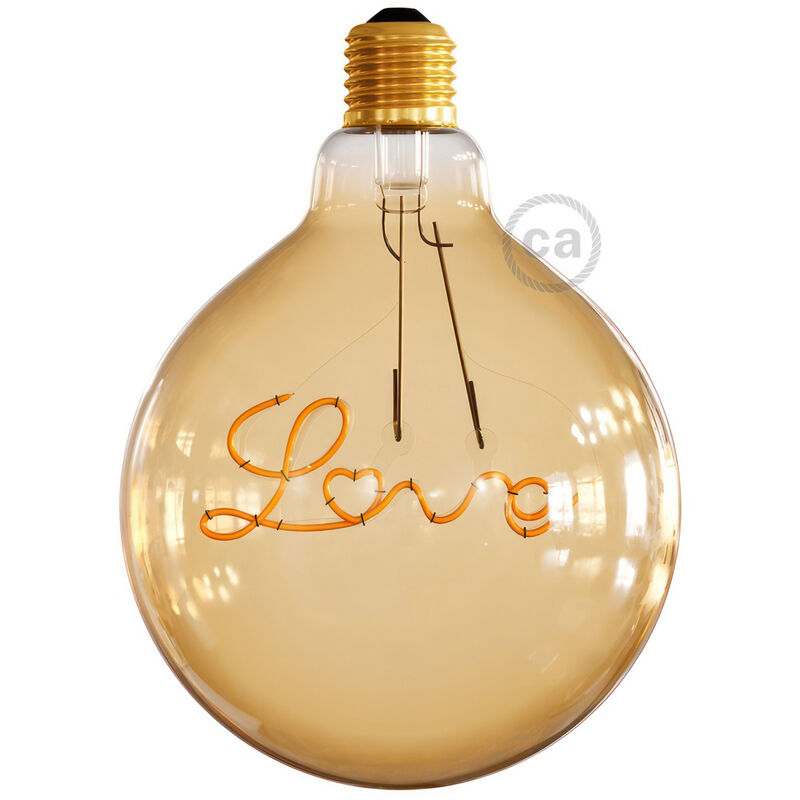 

Bombilla Globo G125 LED Dorada para suspensiones - Filamento letra 'Love' - 5W E27 Decorativa Vintage Dimmable 2000K