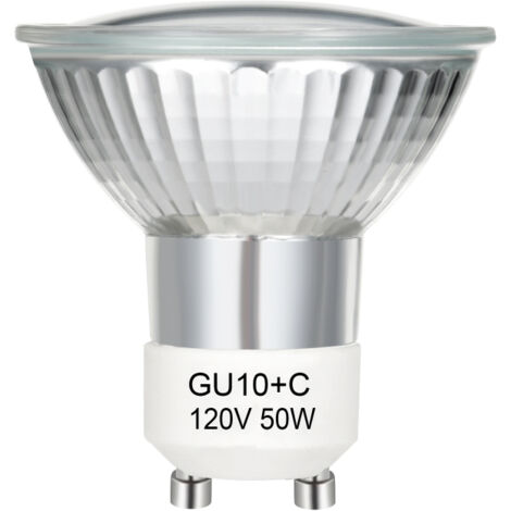 Bombilla GU10+C de 120 V y 50 W, regulable, luz blanca cálida de 2800 K, para calentador de velas.