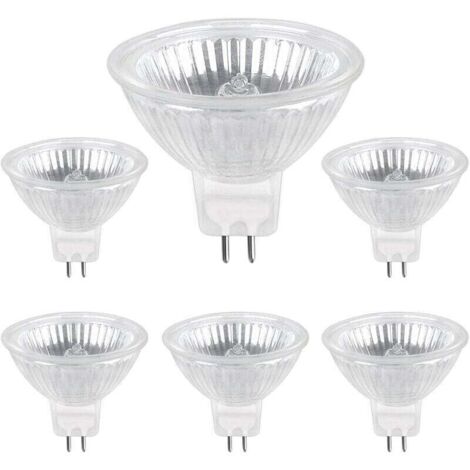 Bombilla halógena GU5.3 de 50 W y 12 V, 800 lm, blanco cálido, 2700 K, regulable, foco halógeno MR16, paquete de 6