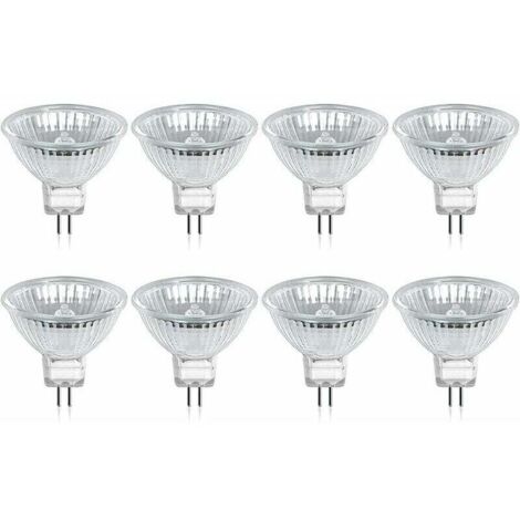 Bombilla halógena GU5.3 MR16 de 35 W y 12 V, luz blanca cálida de 2800 K, regulable, cubierta de vidrio, 400 lúmenes, foco de repuesto de 2 pines, paquete de 8