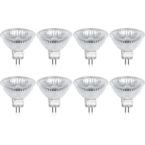 Bombilla halógena GU5.3 MR16 de 35 W y 12 V, luz blanca cálida de 2800 K, regulable, cubierta de vidrio (paquete de 8)