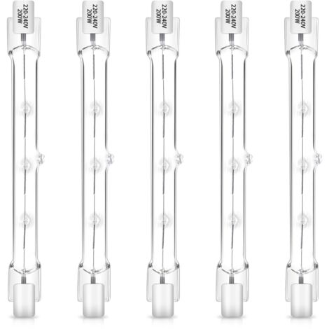 Bombilla halógena R7S de 118 mm, 200 W, regulable, CA 220-240 V, 2000 lm, blanco cálido 2700 K, foco lineal de tungsteno R7s J118, para focos de trabajo, luces de techo e iluminación de paisajes (paqu