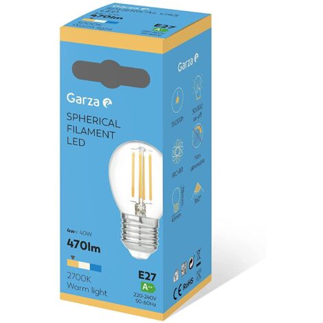 Bombilla ilumin esf. led filamento garza e27 4w 470lm 2700k