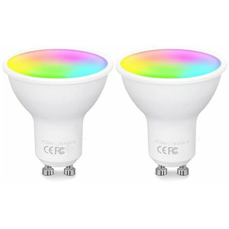 Bombilla inteligente WiFi GU10, bombilla inteligente LED RGBCW, compatible con Alexa/Google Home, 4,7 W equivalente a una bombilla GU10 de 50 W, regulable, RGB multicolor, 2700-6500 K, blanco cálido, 