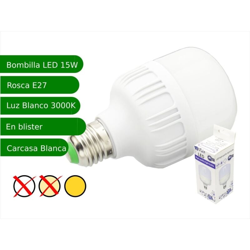 

Bombilla LED 15W rosca E27 luz 3000K blanca cálida - Jandei