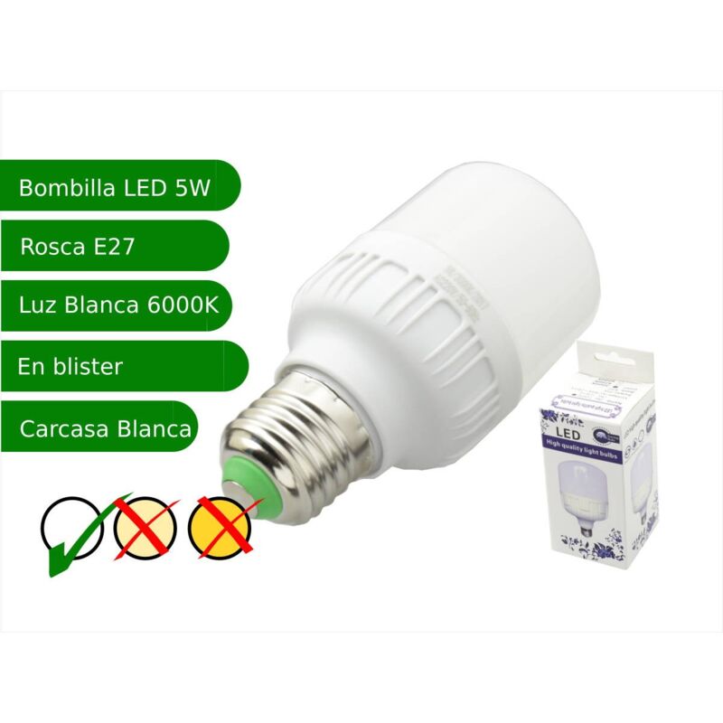 

Bombilla LED 5W rosca E27 luz 6000ºK blanca fría - Jandei