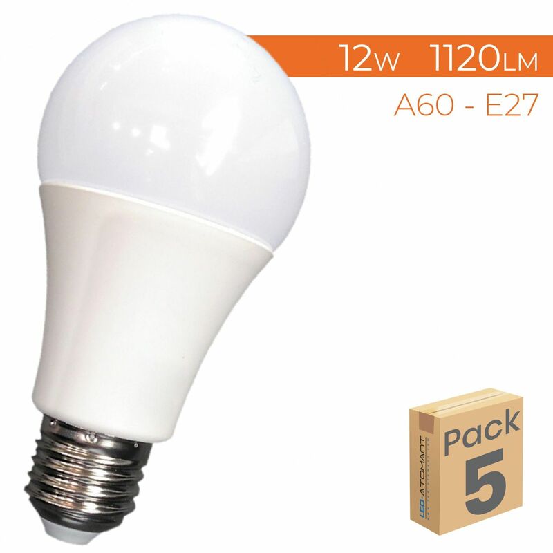 

Led Atomant Sl - Bombilla LED A60 E27 12W 1120LM | Blanco Frío 6500K - Pack 5 Uds. - Blanco Frío 6500K