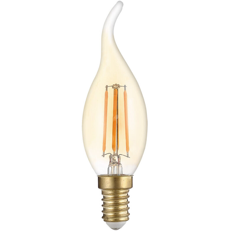 Optonica - Bombilla led C35 Flame Wind blow Filament 4W Golden Glass Dimmable E14 White Muy caliente 2500K