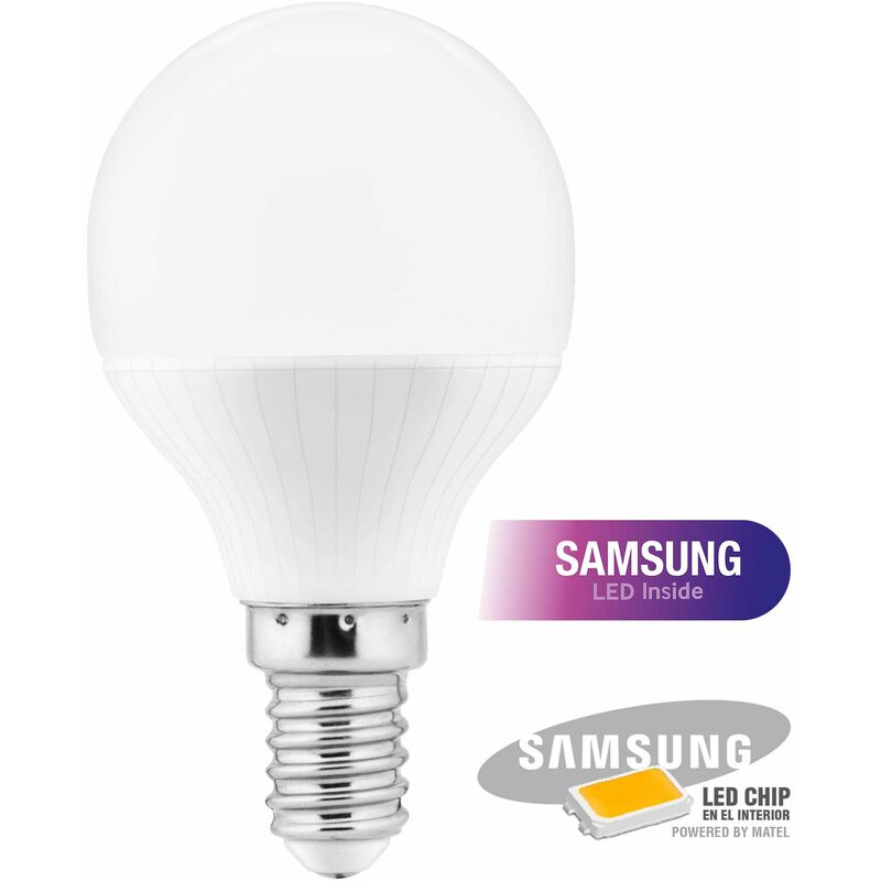 

Bombilla LED chip samsung esférica E14 5 w cálida