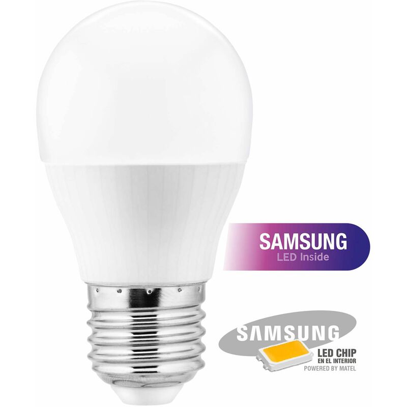 

Bombilla LED chip samsung esférica E27 5 w neutra