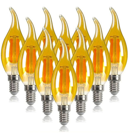 Bombilla LED de filamento vintage C35 E14 de 4W y 220V, luz blanca cálida, paquete de 10