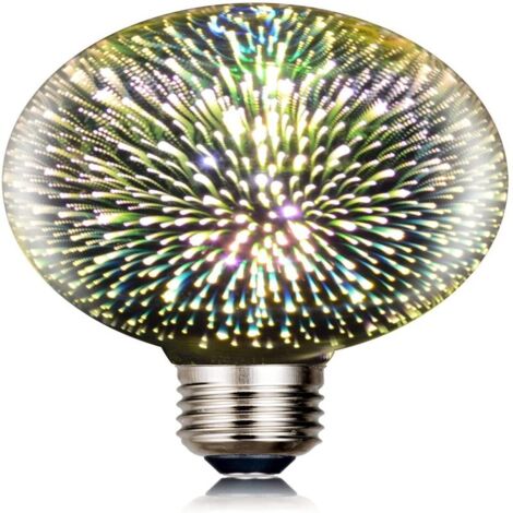 Bombilla LED decorativa 3D con efecto fuegos artificiales, multicolor, base A60/E27, 4,5 W, AC85-265 V, decoración con efecto de estrella de vidriera.