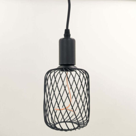 Bombilla LED decorativa cilindro jaula con filamento espiral E27 4W 1800K (negro o dorado)